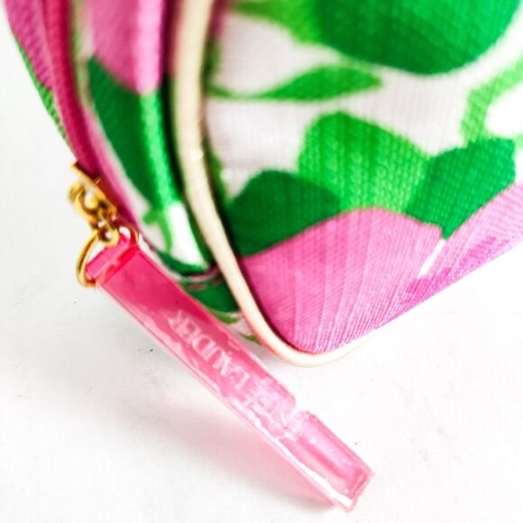 Lilly Pulitzer for Estee Lauder Pink Green Floral Travel Make-up Bag Pouch 9"x5" - Picture 7 of 8